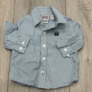 Cinch Boys White & Navy Micro-Check Button Down Shirt